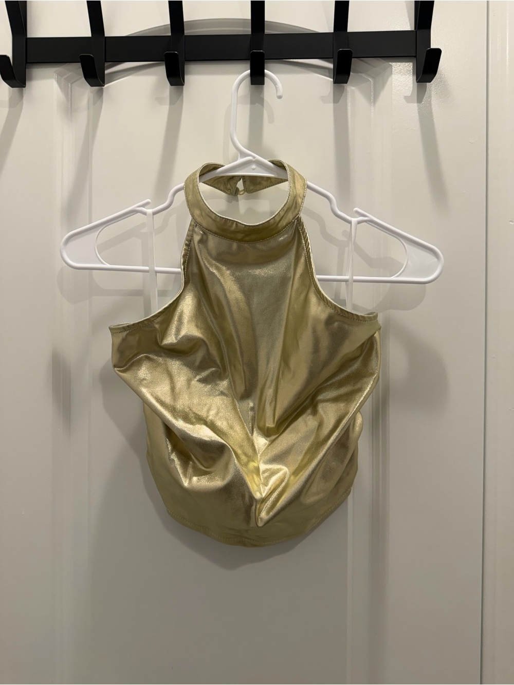 Edikted Metallic Gold Halter Crop Tank